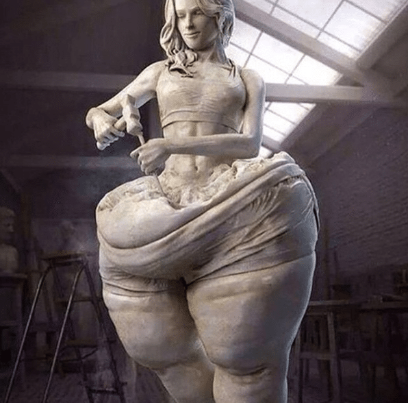 statue of woman sculpting her own ideal body