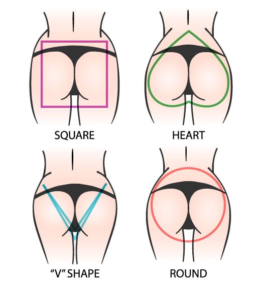 Premium Vector  Types of butt woman shape buttock back line. augmentation  reshape buttocks from flat in full booty